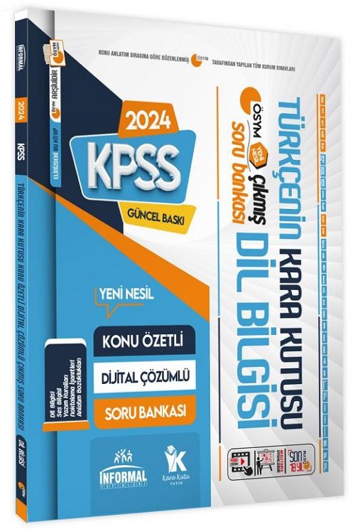 İnformal 2024 KPSS Türkçenin Kara Kutusu Dil Bilgisi Çıkmış Sorular Soru Bankası İnformal Yayınları