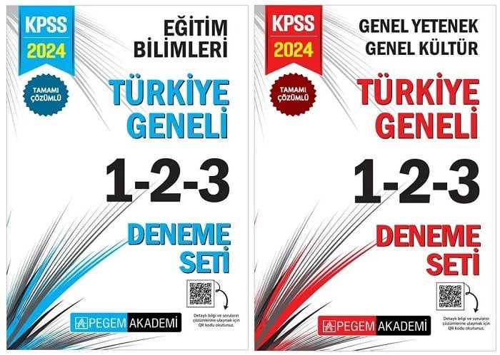 Pegem 2024 KPSS Eğitim Bilimleri + GYGK Türkiye Geneli 6 Deneme (1-2-3)  2 li Set Pegem Akademi Yayınları