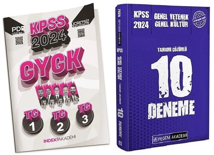 Pegem + İndeks 2024 KPSS Genel Yetenek Genel Kültür 10+3 Deneme 4 lü Set Pegem Akademi Yayınları