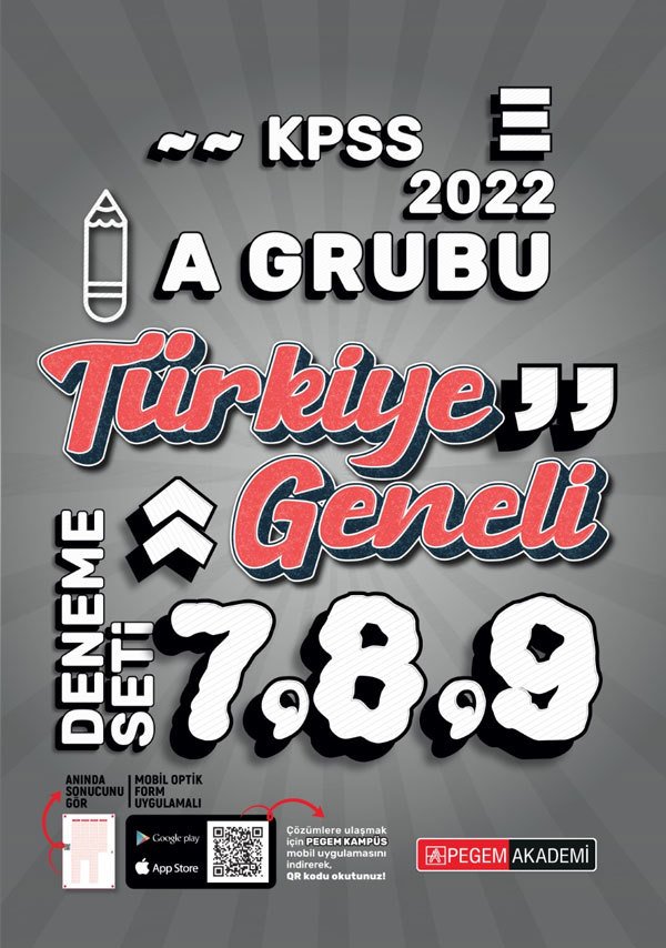 Pegem 2022 KPSS A Grubu Türkiye Geneli 3 Deneme (7-8-9) Pegem Akademi Yayınları