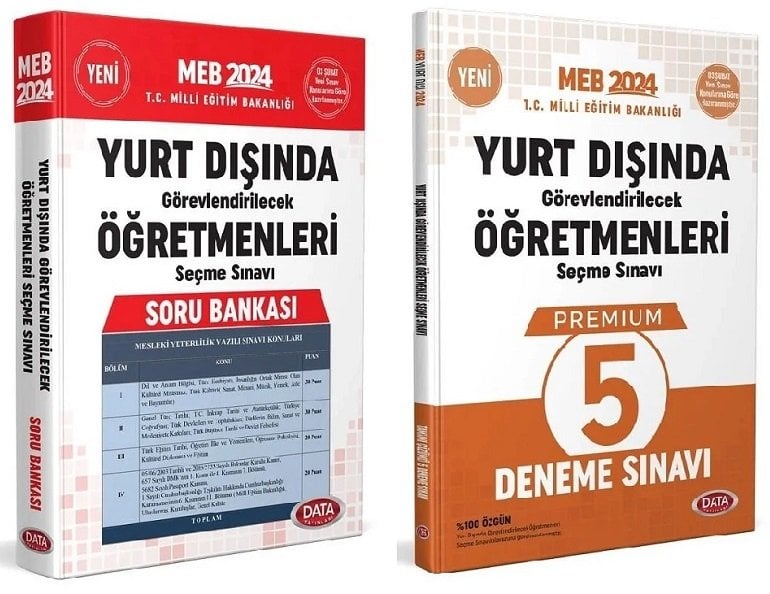 Data 2024 MEB Yurt Dışı Öğretmenlik Sınavı Soru Bankası + 5 Deneme 2 li Set Data Yayınları