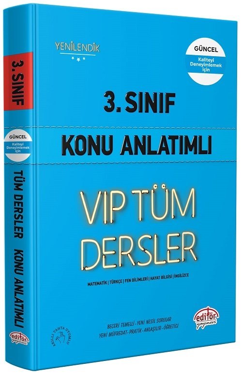 Editör 3. Sınıf VIP Tüm Dersler Konu Anlatımlı Mavi Kitap Editör Yayınları