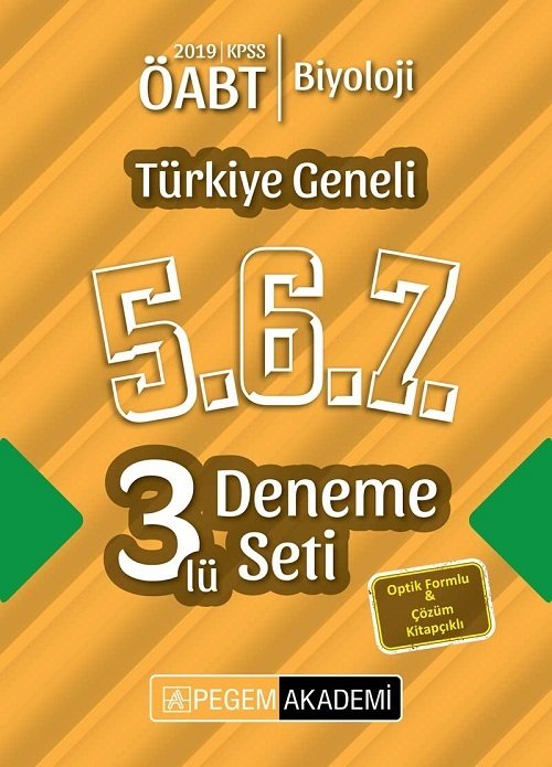 SÜPER FİYAT Pegem 2019 ÖABT Biyoloji Öğretmenliği Türkiye Geneli 3 Deneme (5.6.7) Pegem Akademi Yayınları