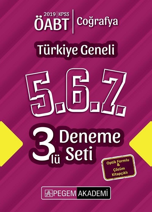 Pegem 2019 ÖABT Coğrafya Öğretmenliği Türkiye Geneli 3 Deneme (5.6.7) Pegem Akademi Yayınları