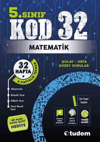 Tudem 5. Sınıf Matematik Kod 32 Tekrar Testleri Tudem Yayınları