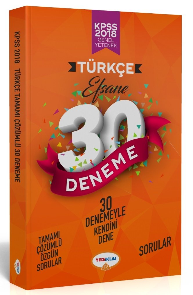 Yediiklim 2018 KPSS Türkçe Efsane 30 Deneme Çözümlü Yediiklim Yayınları