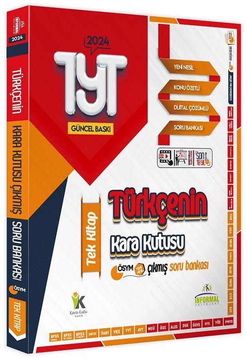 İnformal 2024 YKS TYT Türkçenin Kara Kutusu Tek Kitap Çıkmış Sorular Soru Bankası İnformal Yayınları