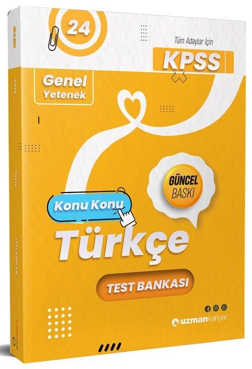 Uzman Kariyer 2024 KPSS Türkçe Test Bankası Yaprak Test Uzman Kariyer Yayınları