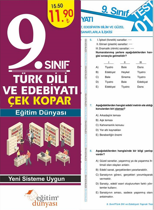 SÜPER FİYAT Eğitim Dünyası 9. Sınıf Türk Dili ve Edebiyatı Yaprak Test Çek Kopar Eğitim Dünyası Yayınları