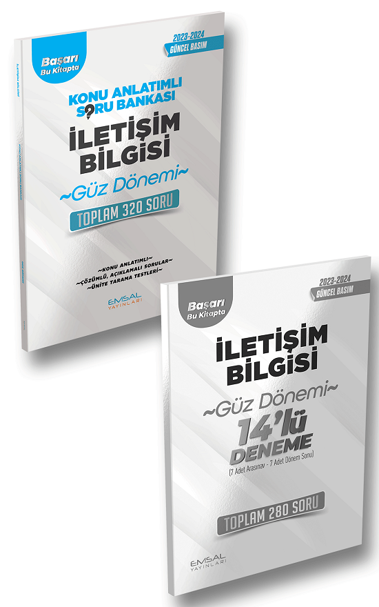 Emsal 2023-24 Açıköğretim Güz İletişim Bilgisi Konu Anlatımlı Soru Bankası + 14 Deneme 2 li Set Emsal Yayınları