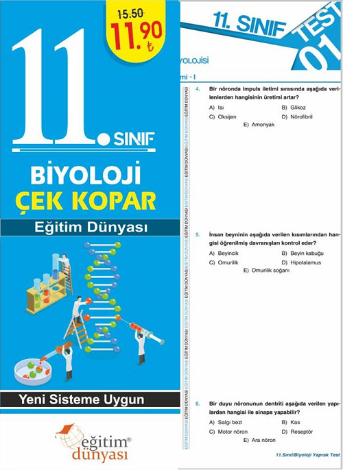 SÜPER FİYAT Eğitim Dünyası 11. Sınıf Biyoloji Yaprak Test Çek Kopar Eğitim Dünyası Yayınları