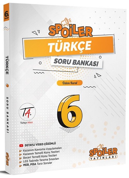 Spoiler 6. Sınıf Türkçe Spoiler Soru Bankası Spoiler Yayınları