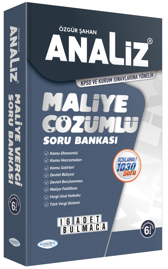 Monopol KPSS A Grubu Hakimlik Kaymakam Analiz Maliye Soru Bankası Çözümlü 6. Baskı - Özgür Şahan Monopol Yayınları