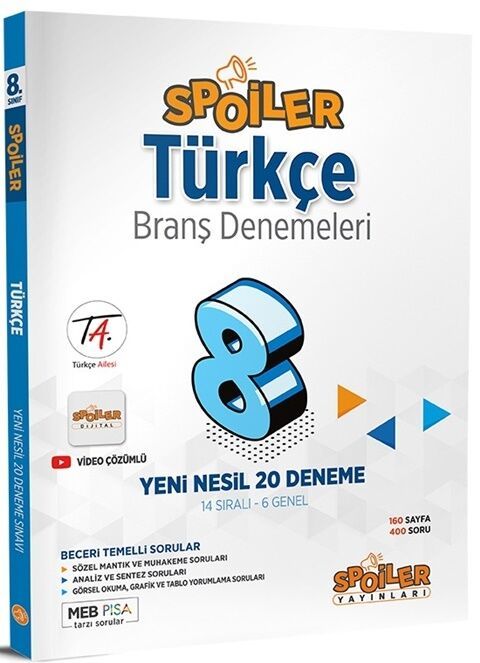 Spoiler 8. Sınıf Türkçe Spoiler 20 Deneme Spoiler Yayınları