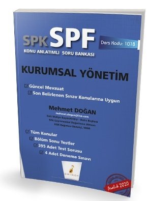 Pelikan SPK SPF 1018 Kurumsal Yönetim Konu Anlatımlı Soru Bankası Pelikan Yayınevi