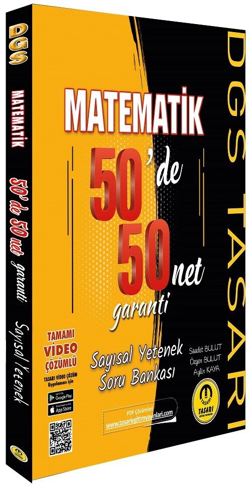 Tasarı DGS Matematik Sayısal 50 de 50 Net Garanti Soru Bankası Video Çözümlü Tasarı Yayınları