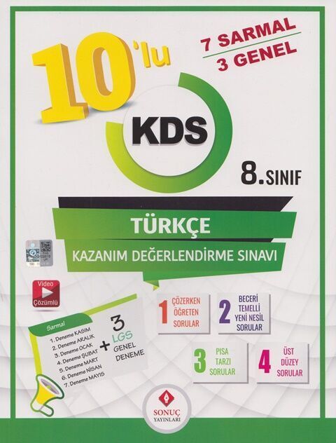 Sonuç 8. Sınıf Türkçe KDS 10 lu Deneme Sonuç Yayınları