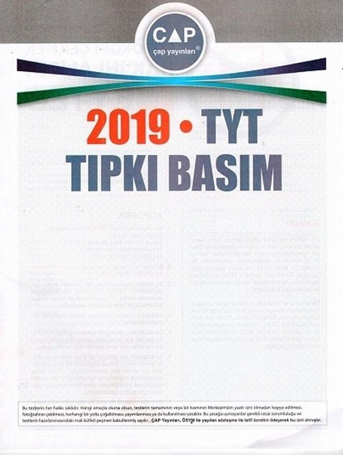 Çap Yayınları 2019 TYT Tıpkı Basım Çıkmış Sorular Çap Yayınları