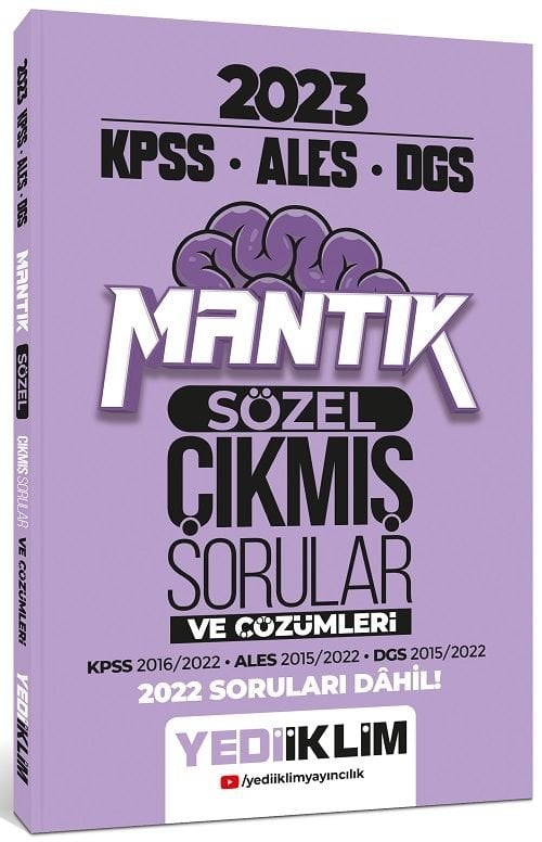 Yediiklim 2023 KPSS ALES DGS Sözel Mantık Çıkmış Sorular ve Çözümleri Yediiklim Yayınları