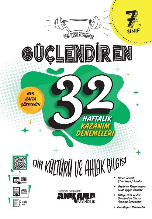 Ankara Yayıncılık 7. Sınıf Din Kültürü ve Ahlak Bilgisi Güçlendiren 32 Haftalık Kazanım Denemeleri Ankara Yayıncılık