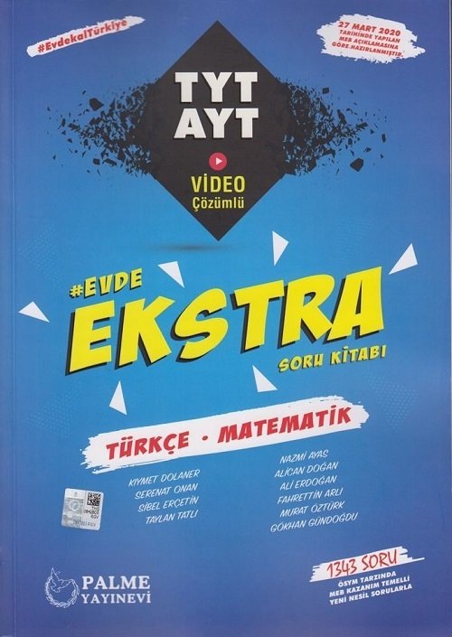 Palme YKS TYT AYT Türkçe Matematik Soru Kitabı Evde Ekstra Video Çözümlü Palme Yayınları