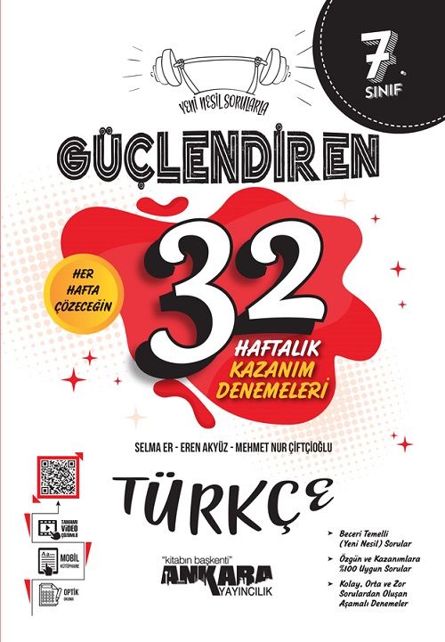 Ankara Yayıncılık 7. Sınıf Türkçe Güçlendiren 32 Haftalık Kazanım Denemeleri Ankara Yayıncılık