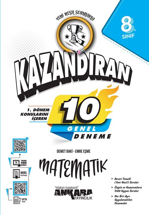 Ankara Yayıncılık 8. Sınıf Matematik 1. Dönem Kazandıran 10 Deneme Ankara Yayıncılık