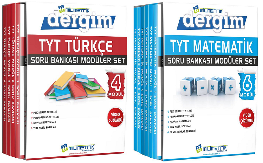 SÜPER FİYAT Milimetrik YKS TYT Türkçe+Matematik Soru Bankası 2 li Modüler Set Milimetrik Yayınları