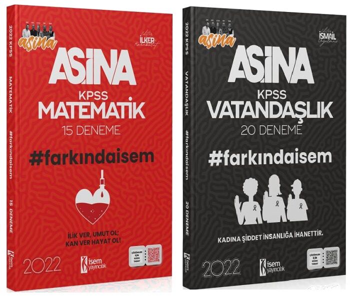 SÜPER FİYAT İsem 2022 KPSS Matematik + Vatandaşlık Aşina 15+20 Deneme 2 li Set İsem Yayınları