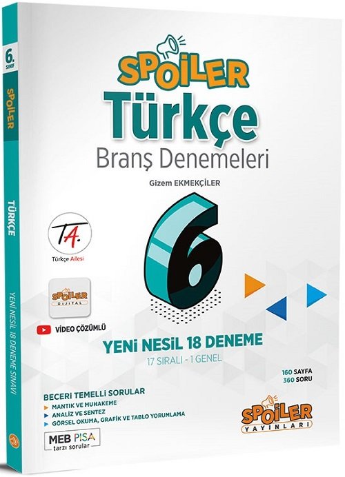 Spoiler 6. Sınıf Türkçe Spoiler 18 Deneme Spoiler Yayınları