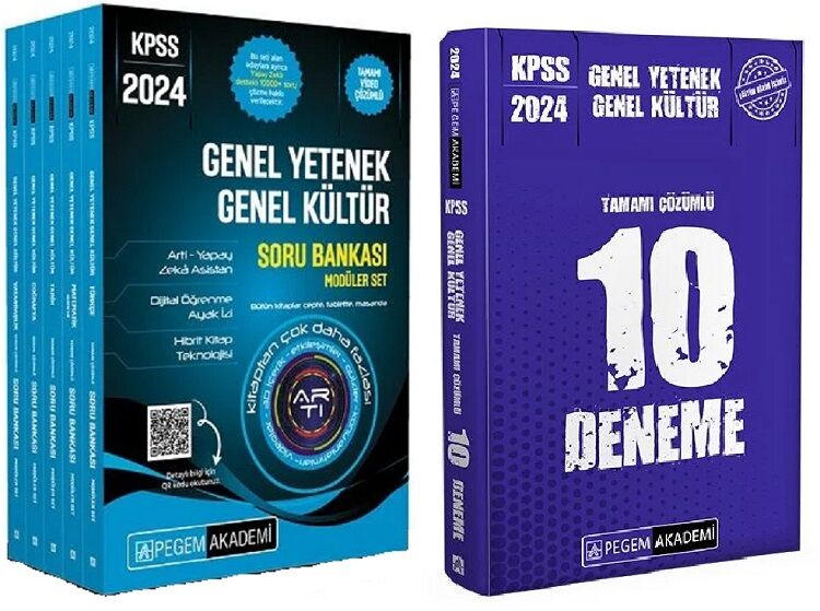 Pegem 2024 KPSS Genel Yetenek Genel Kültür Modüler Soru + 10 Deneme 2 li Set Pegem Akademi Yayınları