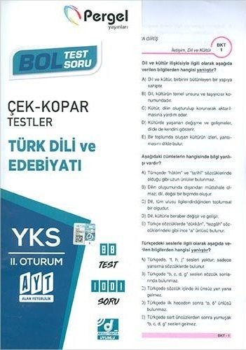 Pergel YKS AYT Türk Dili ve Edebiyatı Çek Kopar Testleri Pergel Yayınları