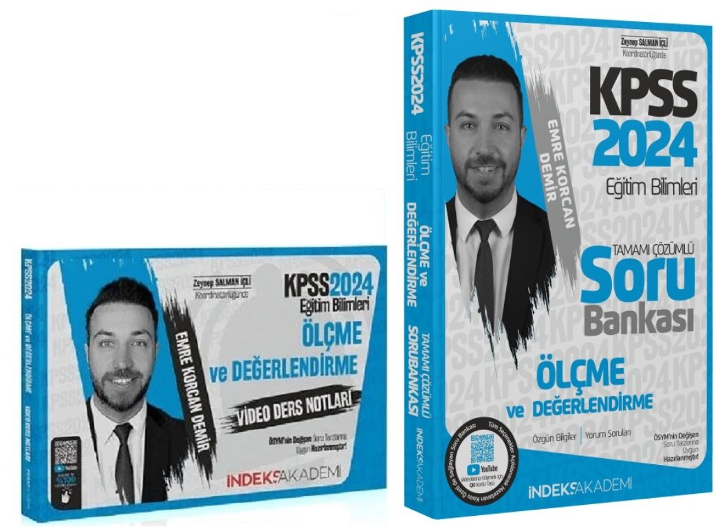 İndeks Akademi 2024 KPSS Eğitim Bilimleri Ölçme ve Değerlendirme Video Ders Notları + Soru 2 li Set - Emre Korcan Demir İndeks Akademi Yayıncılık