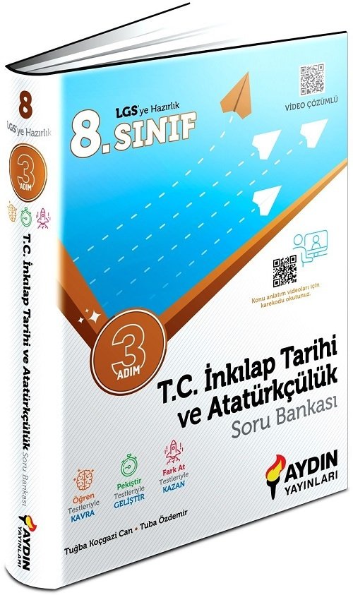 Aydın 8. Sınıf LGS TC İnkılap Tarihi ve Atatürkçülük Üç Adım Soru Bankası Aydın Yayınları