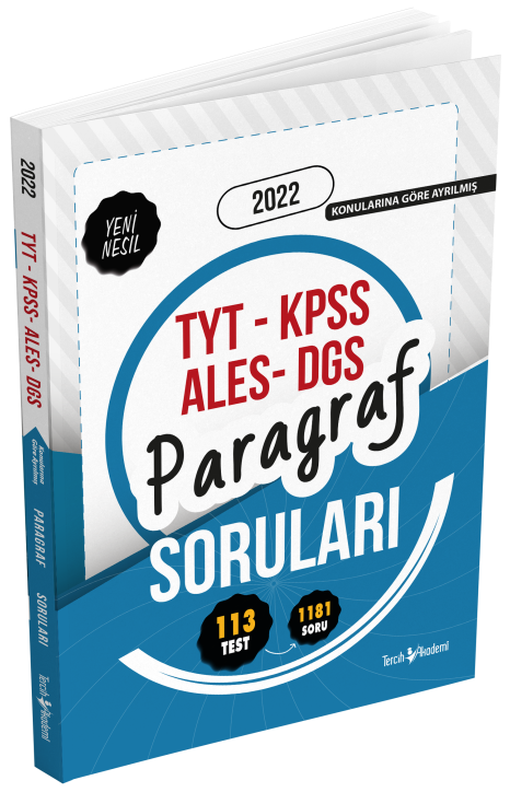 Tercih Akademi 2022 TYT KPSS ALES DGS Paragraf Soruları Soru Bankası Tercih Akademi Yayınları