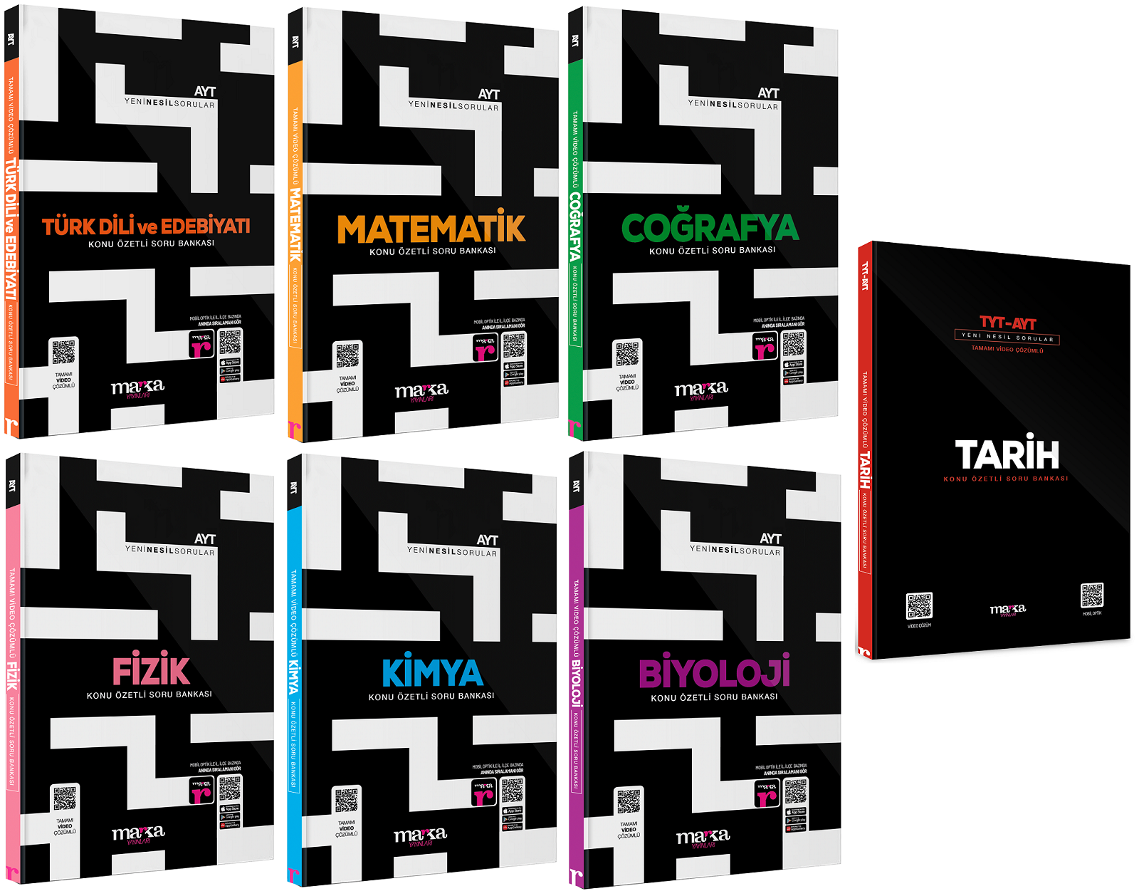 Marka YKS AYT Tüm Dersler Konu Özetli Soru Bankası 7 li Set Marka Yayınları