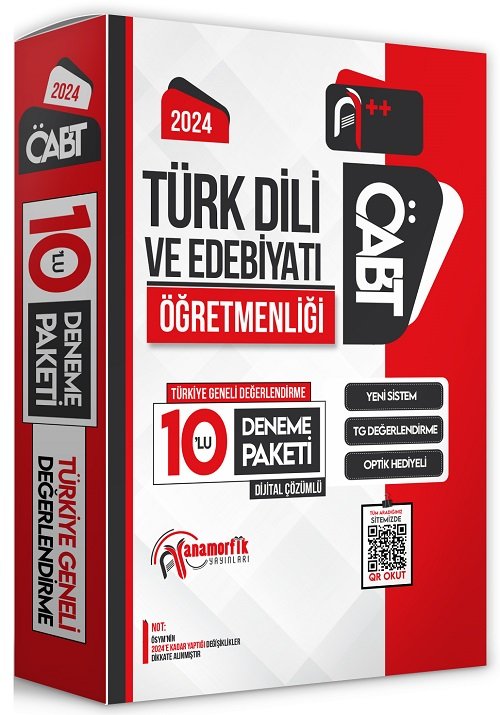 Anamorfik 2024 ÖABT Türk Dili ve Edebiyatı Öğretmenliği Türkiye Geneli 10 Deneme Dijital Çözümlü Anamorfik Yayınları