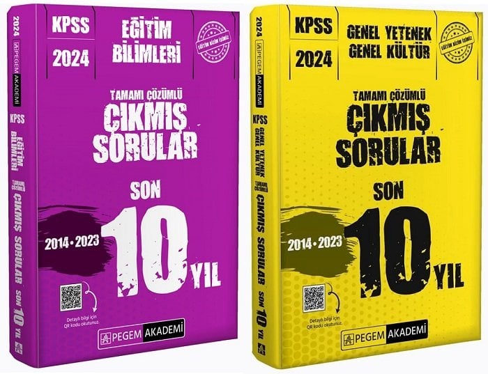 Pegem 2024 KPSS Eğitim Bilimleri + GYGK Son 10 Yıl Çıkmış Sorular 2 li Set Pegem Akademi Yayınları