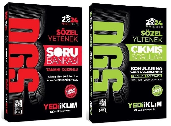 Yediiklim 2024 DGS Sözel Yetenek Prestij Soru Bankası + Çıkmış Sorular 2 li Set Yediiklim Yayınları