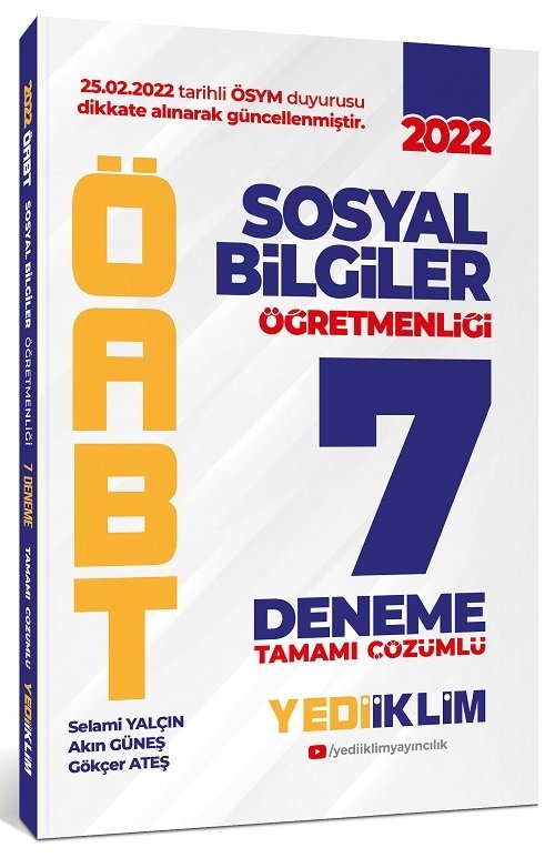 Yediiklim 2022 ÖABT Sosyal Bilgiler Öğretmenliği 7 Deneme Çözümlü Yediiklim Yayınları