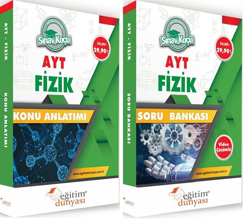 SÜPER FİYAT Eğitim Dünyası YKS AYT Fizik Sınav Koçu Konu Anlatımı + Soru Bankası 2 li Set Eğitim Dünyası Yayınları