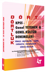 4T Yayınları KPSS Genel Yetenek Genel Kültür Dört Dörtlük 4 Deneme Çözümlü 4T Yayınları