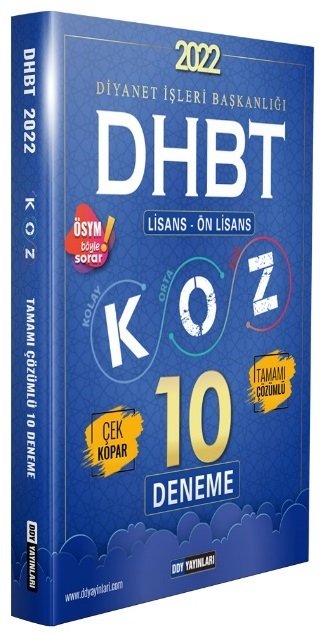 DDY Yayınları 2022 DHBT Lisans Ön Lisans KOZ 10 Deneme Çözümlü DDY Yayınları