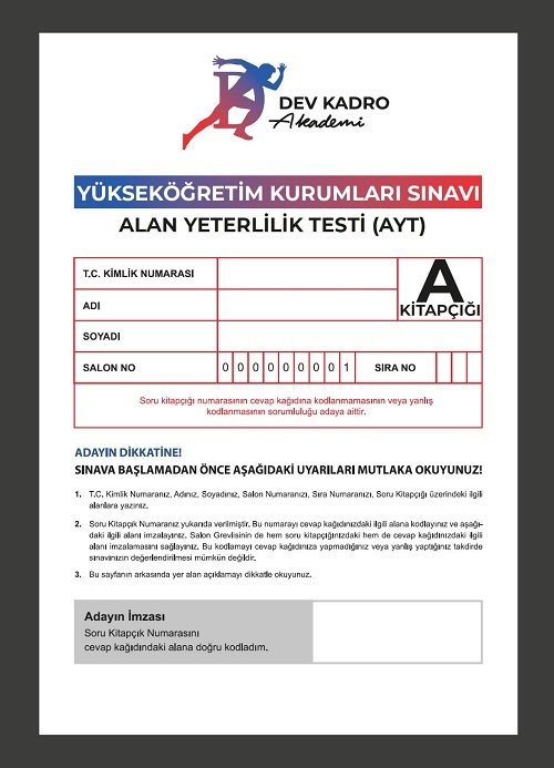 Dev Kadro YKS AYT Tüm Dersler Türkiye Geneli Deneme Dev Kadro Akademi Yayınları