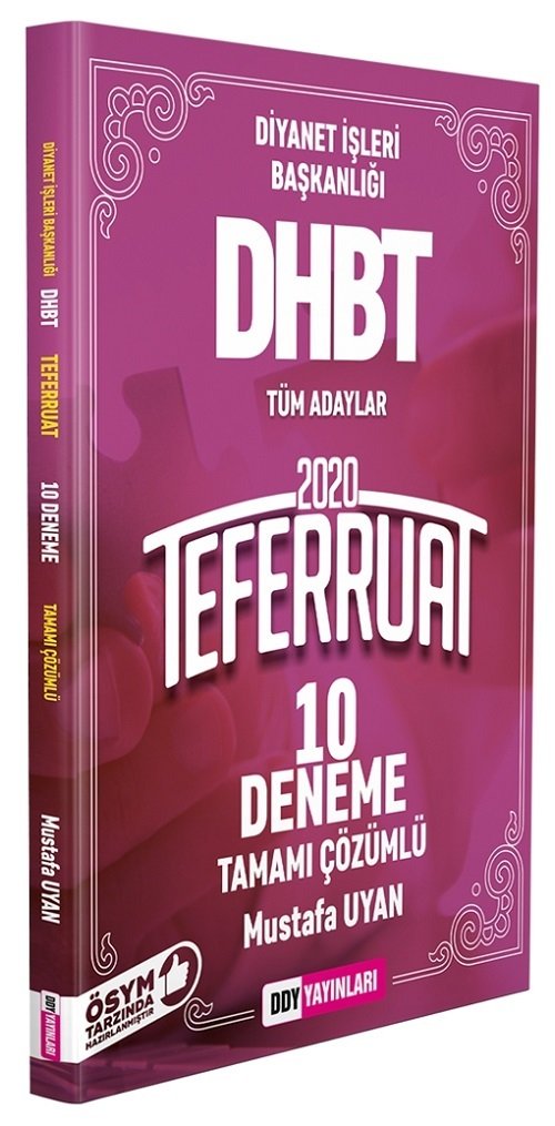 DDY Yayınları 2020 DHBT TEFERRUAT Tüm Adaylar 10 Deneme Çözümlü - Mustafa Uyan DDY Yayınları