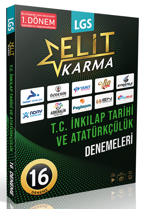 Paraf 8. Sınıf LGS TC İnkılap Tarihi ve Atatürkçülük 1. Dönem Elit Karma 16 lı Deneme Paraf Yayınları