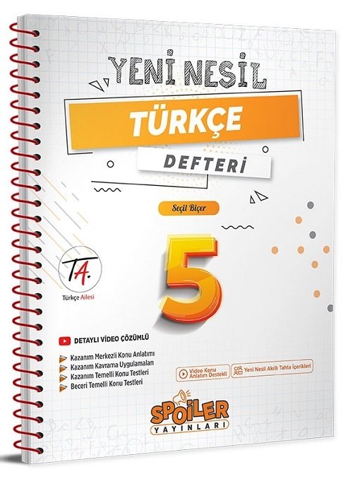 Spoiler 5. Sınıf Türkçe Yeni Nesil Defteri Spoiler Yayınları