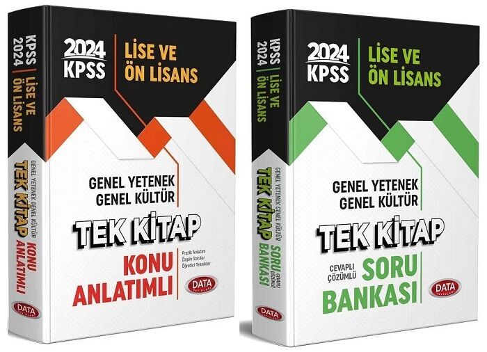 Data 2024 KPSS Lise Ön Lisans Konu + Soru Bankası Tek Kitap 2 li Set Data Yayınları