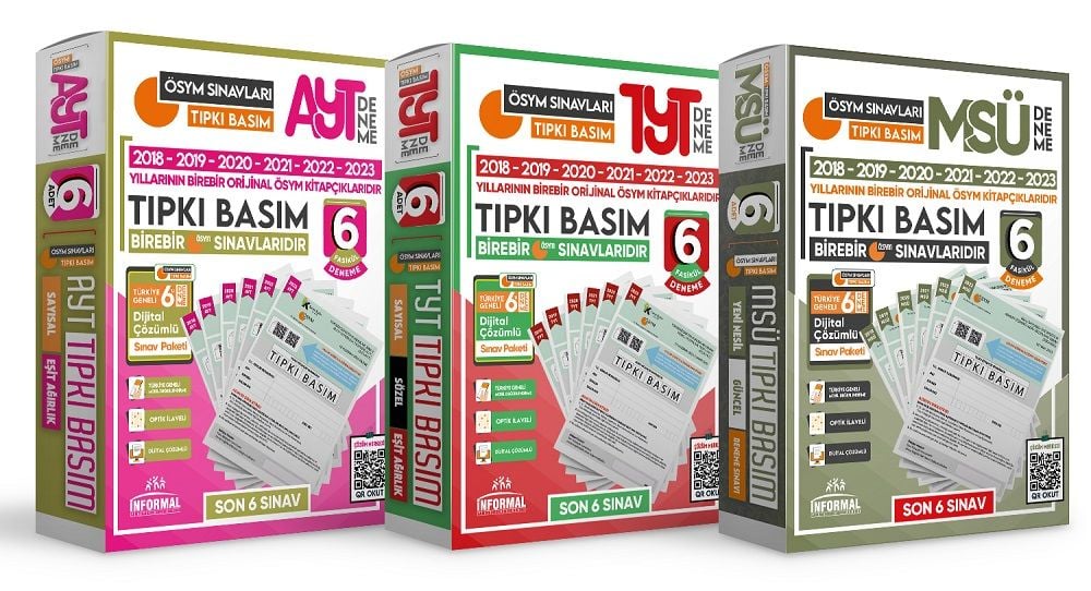 İnformal YKS TYT + AYT + MSÜ Türkiye Geneli Son 6 Yıl Tıpkı Basım 3 lü Set İnformal Yayınları