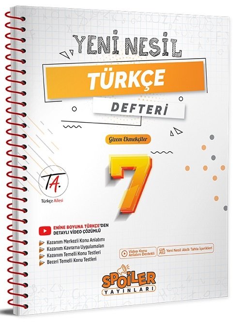 Spoiler 7. Sınıf Türkçe Yeni Nesil Defteri Spoiler Yayınları